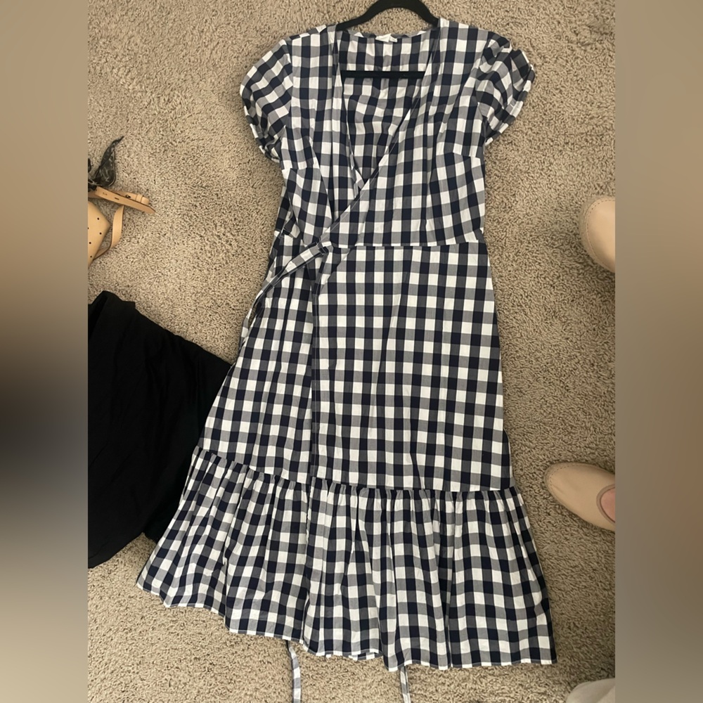 GAP Gingham Midi Wrap Dress